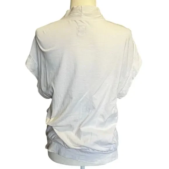 NSF White Cotton Button Front Top Relaxed Minimalist Made in USA Size Small - Picture 2 of 6